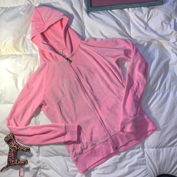 NEW Y2K PINK VELOUR WIDE LEG PANT FULL ZIP HOODIE THE PINKS LOVE & ROCK N ROLL - Picture 5 of 16